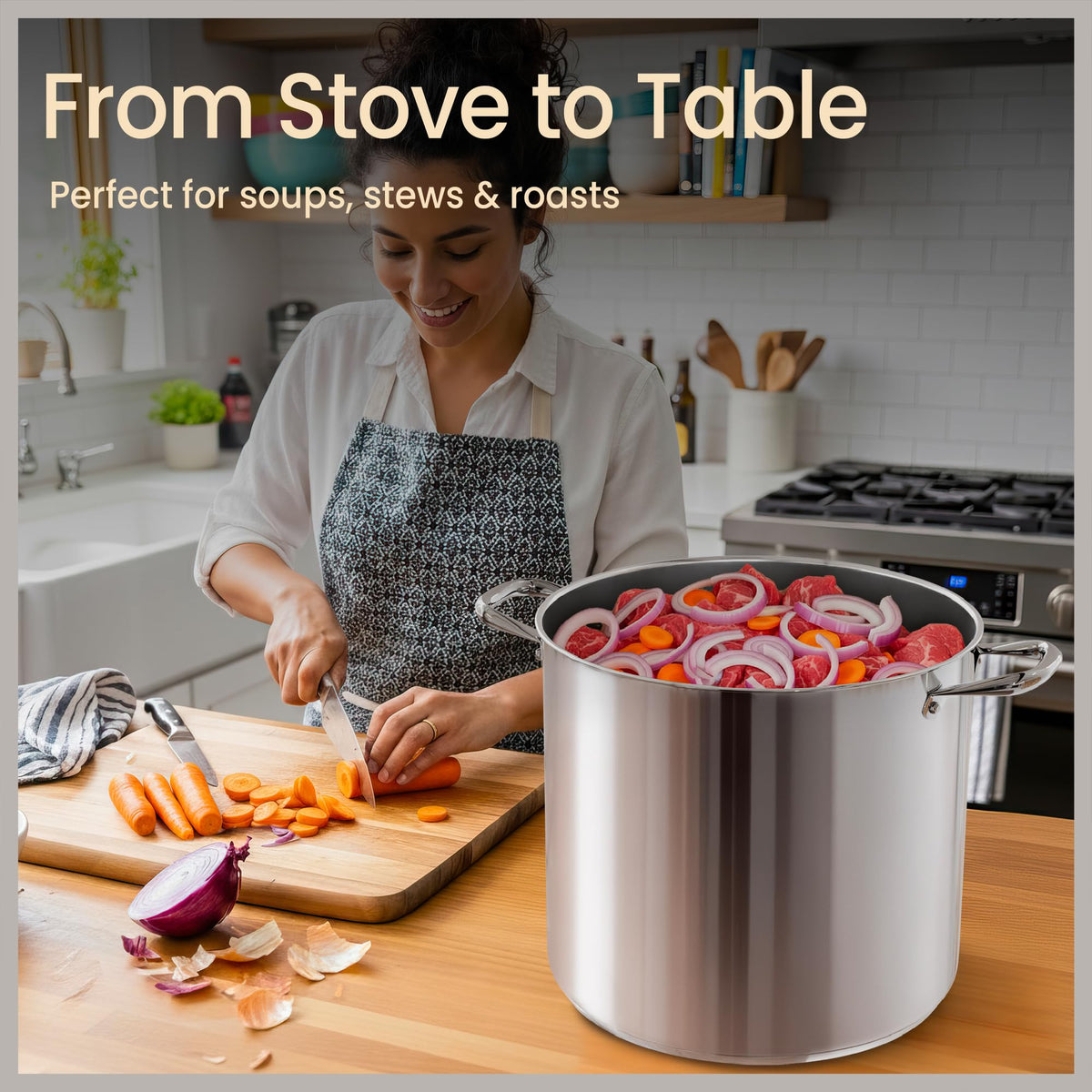 16 Quart Stainless Steel Stockpot with Tempered Glass Lid B9715