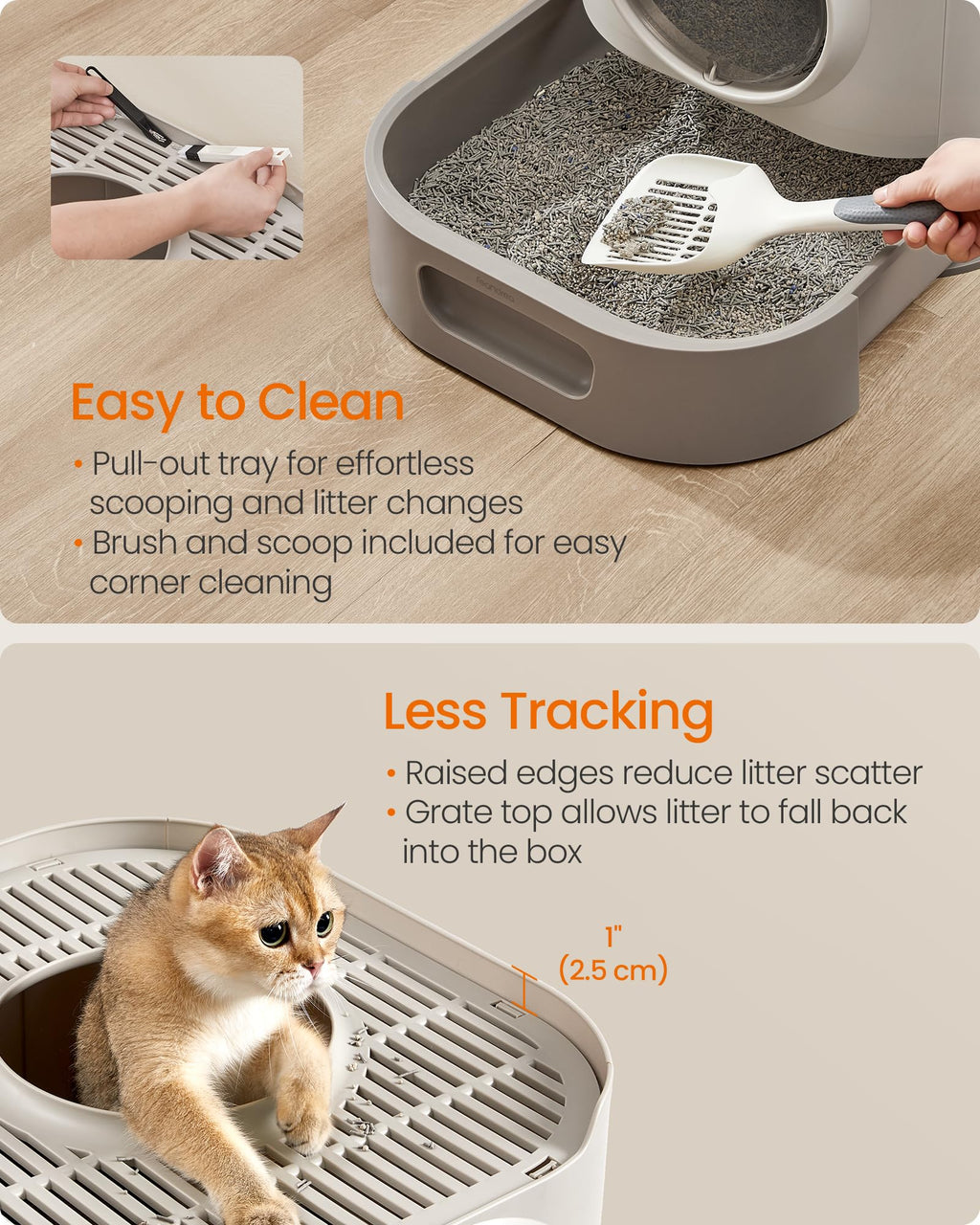 XL Enclosed Cat Litter Box with Scoop Y70927
