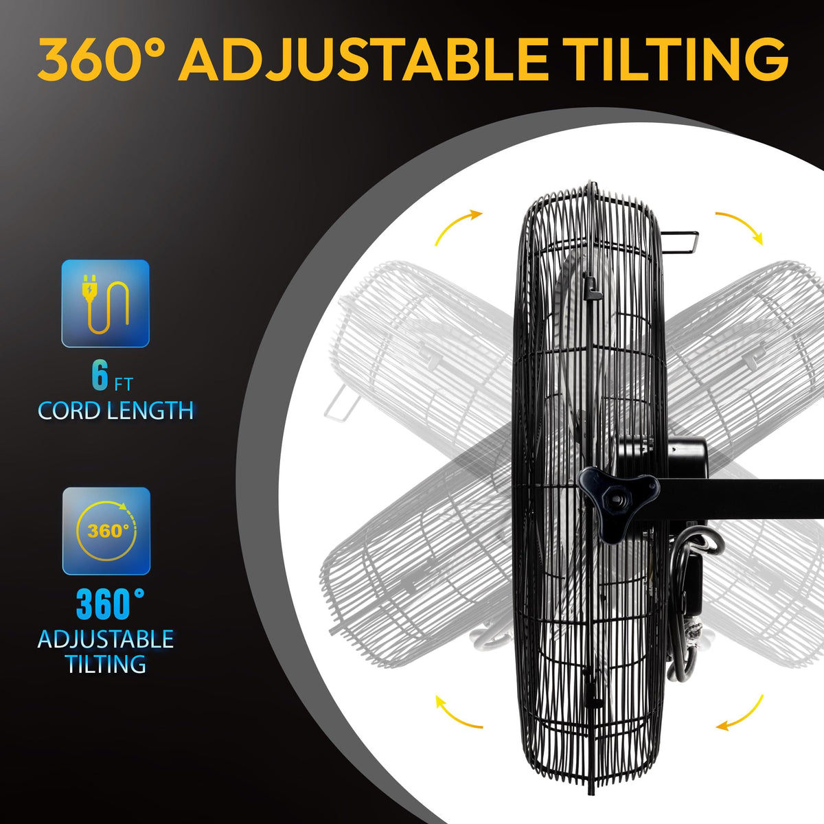 20 Inch High Velocity Industrial Wall Fan, 4750 CFM, 3-Speed, Black R66696