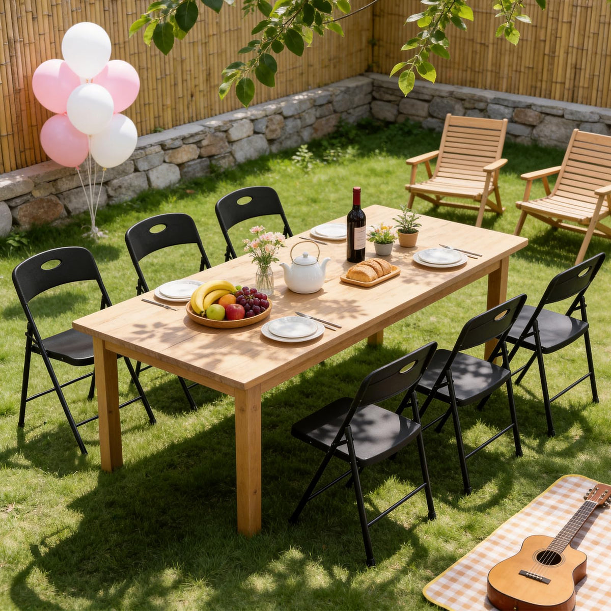 Black 6 Pack Plastic Metal Folding Chairs O288