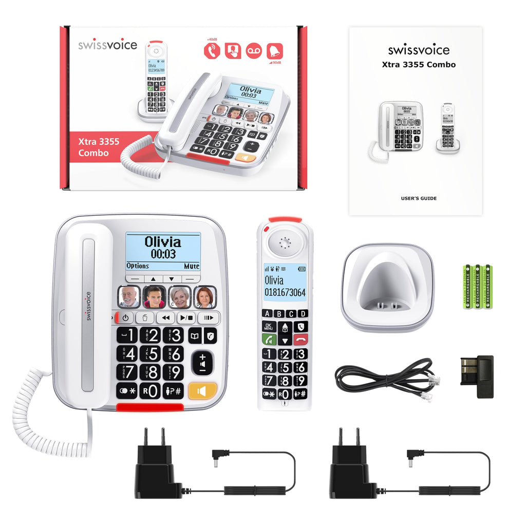 Big Button Phone with Answering Machine and Cordless Handset I77576