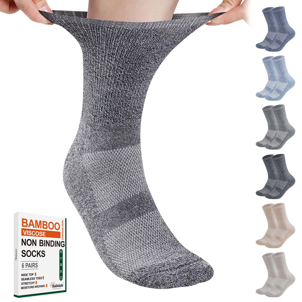 6 Pairs Non Binding Seamless Toe Crew Socks Y7661