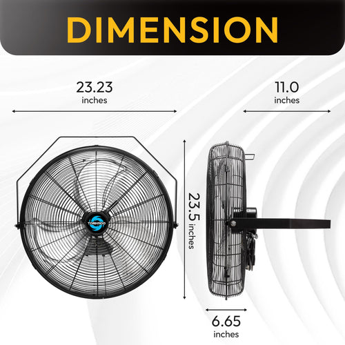20 Inch High Velocity Industrial Wall Fan, 4750 CFM, 3-Speed, Black R66696