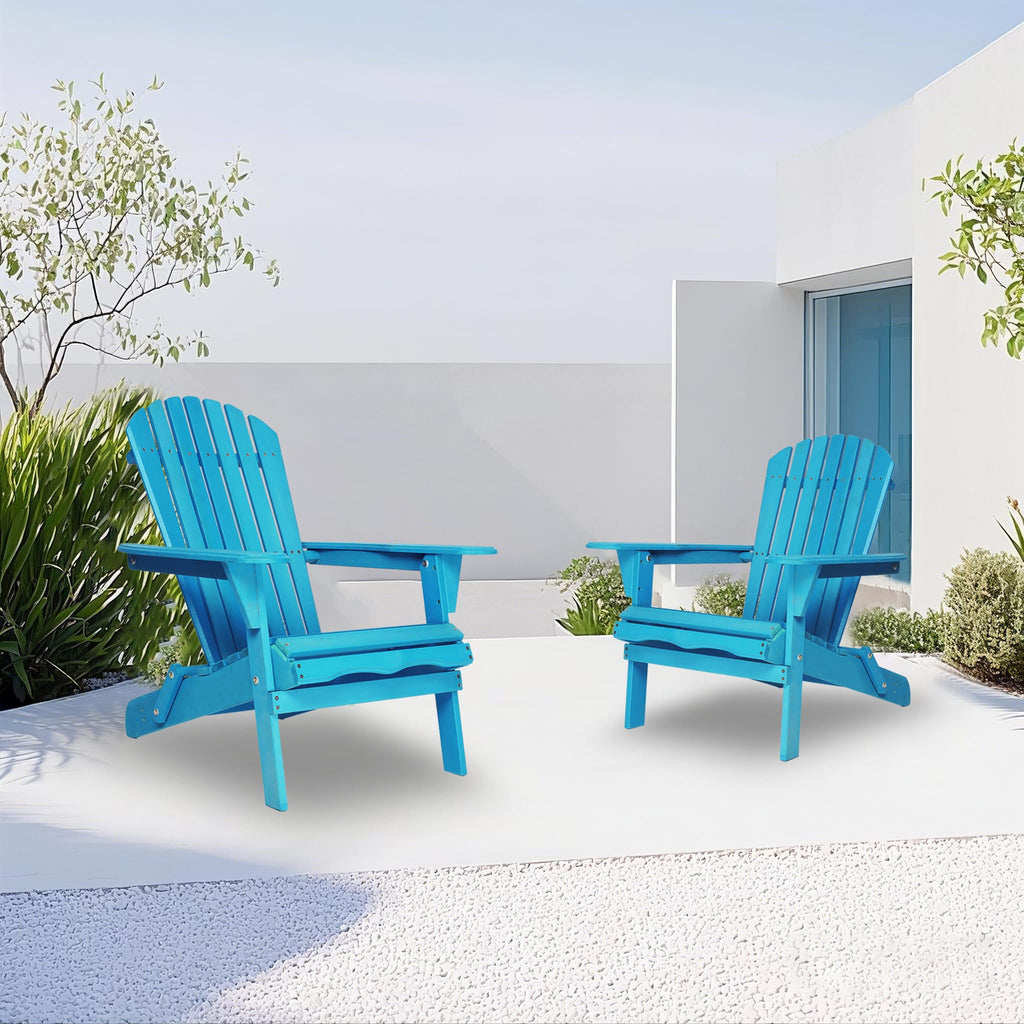 Solid Wood Folding Adirondack Chairs Set of 2 J15987