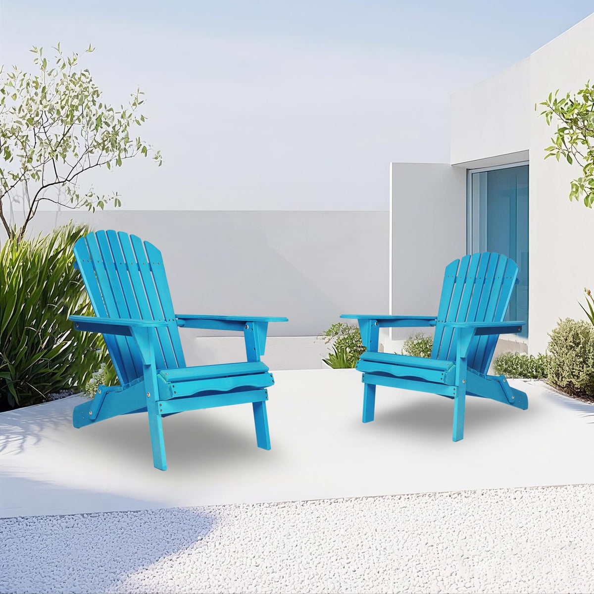 Solid Wood Folding Adirondack Chairs Set of 2 J15987