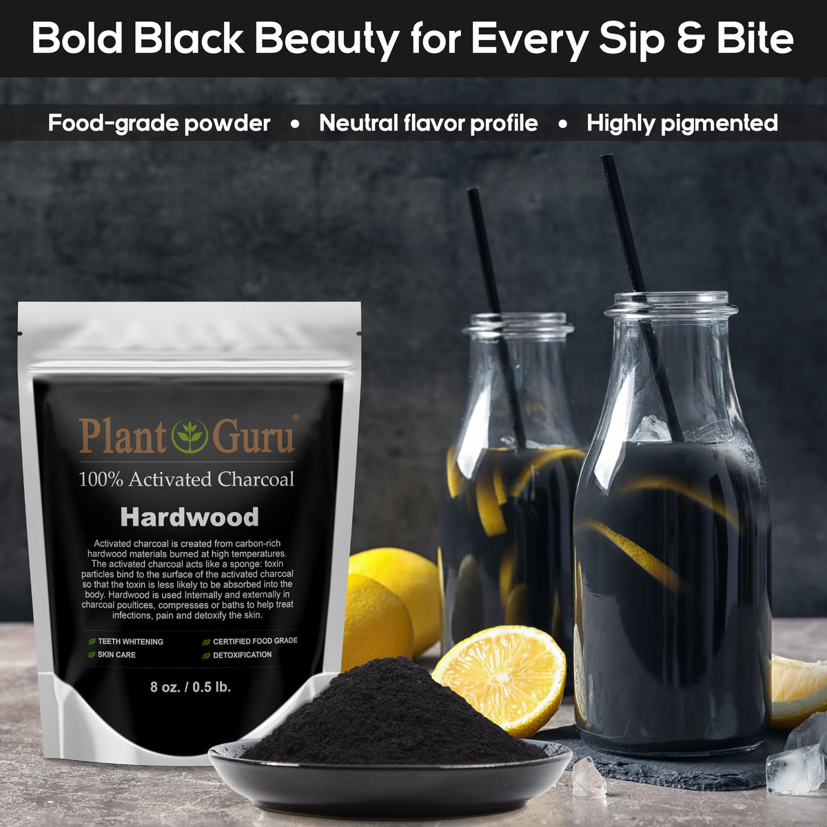 Activated Charcoal Powder 1 lb. Jar Food Grade Kosher Non-GMO B24642
