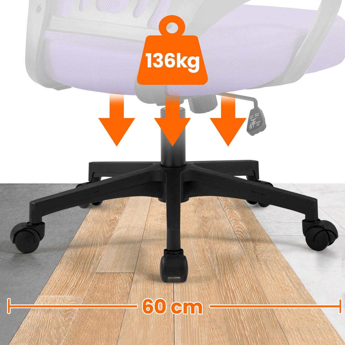 Purple Mesh Office Chairs with Lumbar Support, Set of 2 G50252