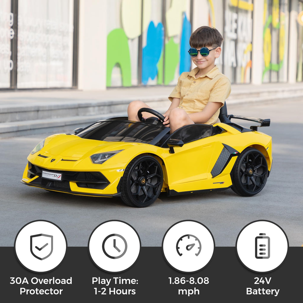 2-Seater Kids Ride on Car, 24V Electric Vehicle, Yellow L99781