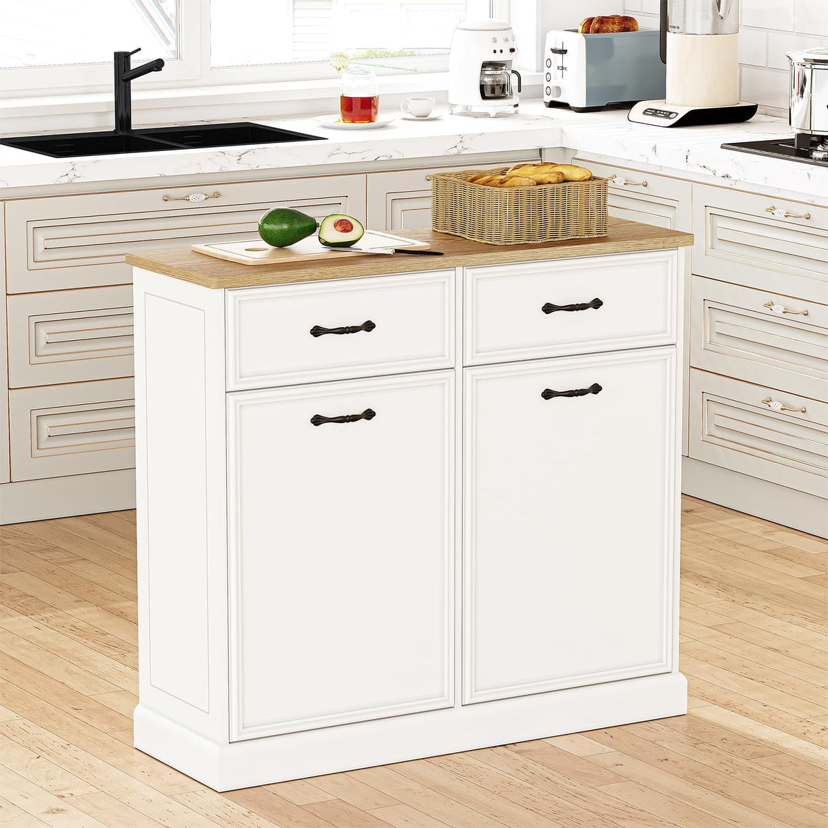 White 20 Gallon Tilt-Out Trash Cabinet K139
