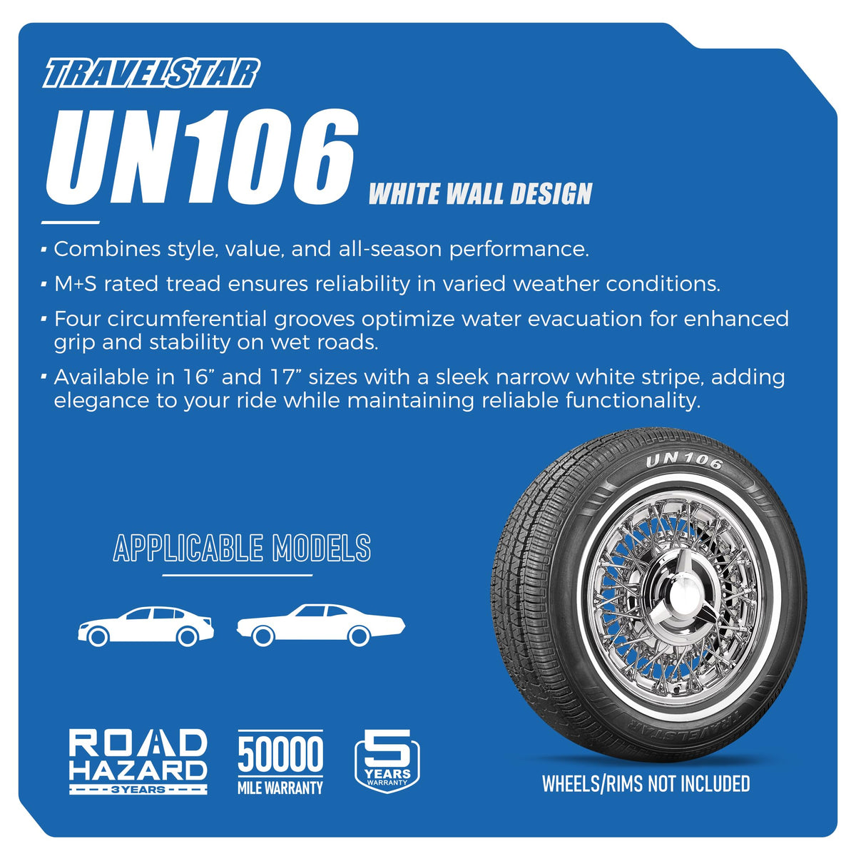 205/75R15 18mm White Wall All Season Passenger Car Tire A676639