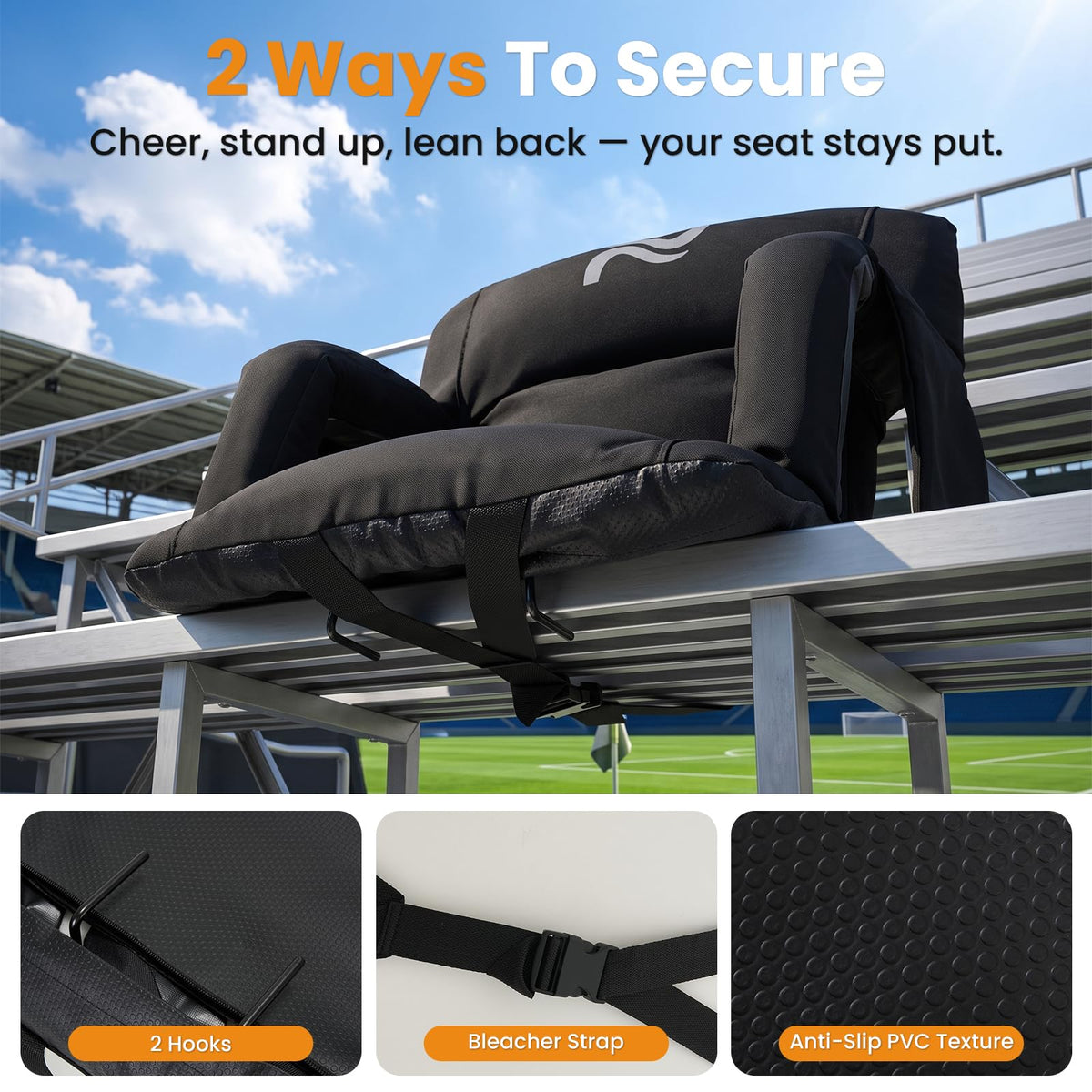 25in 2Pack Extra Thick Stadium Seat with Back Support X866807