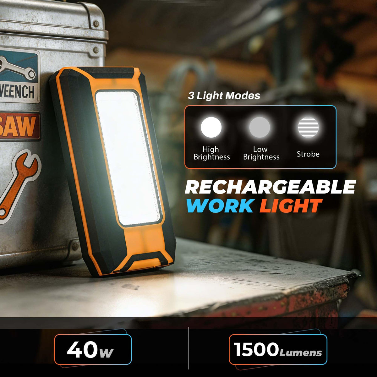 2-Pack LED Rechargeable Magnetic Work Light 1500 Lumens Y3511