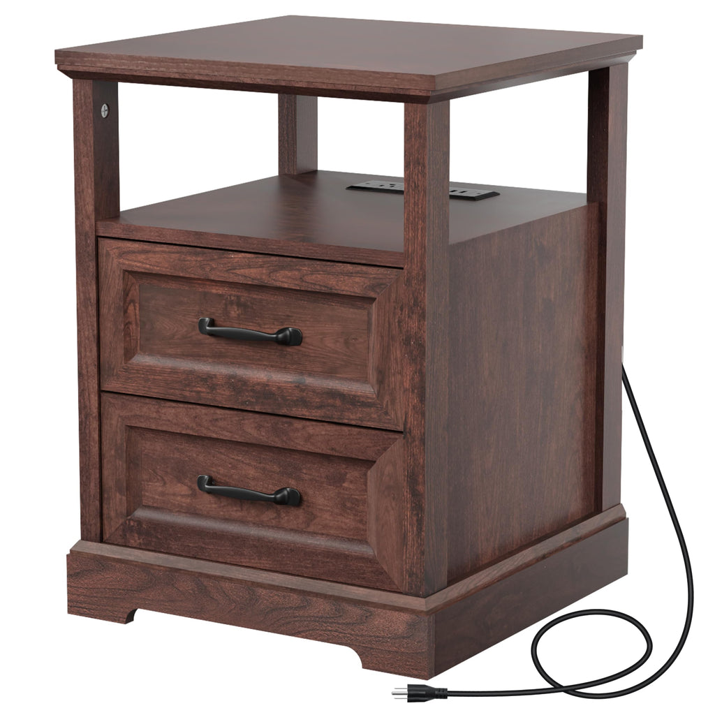 18'' Wood Nightstand with Charging Station G2720