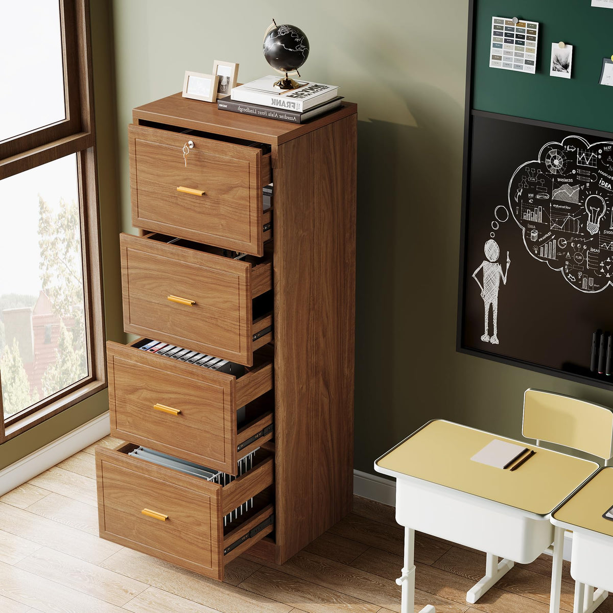 4 Drawer File Cabinet with Lock K8843