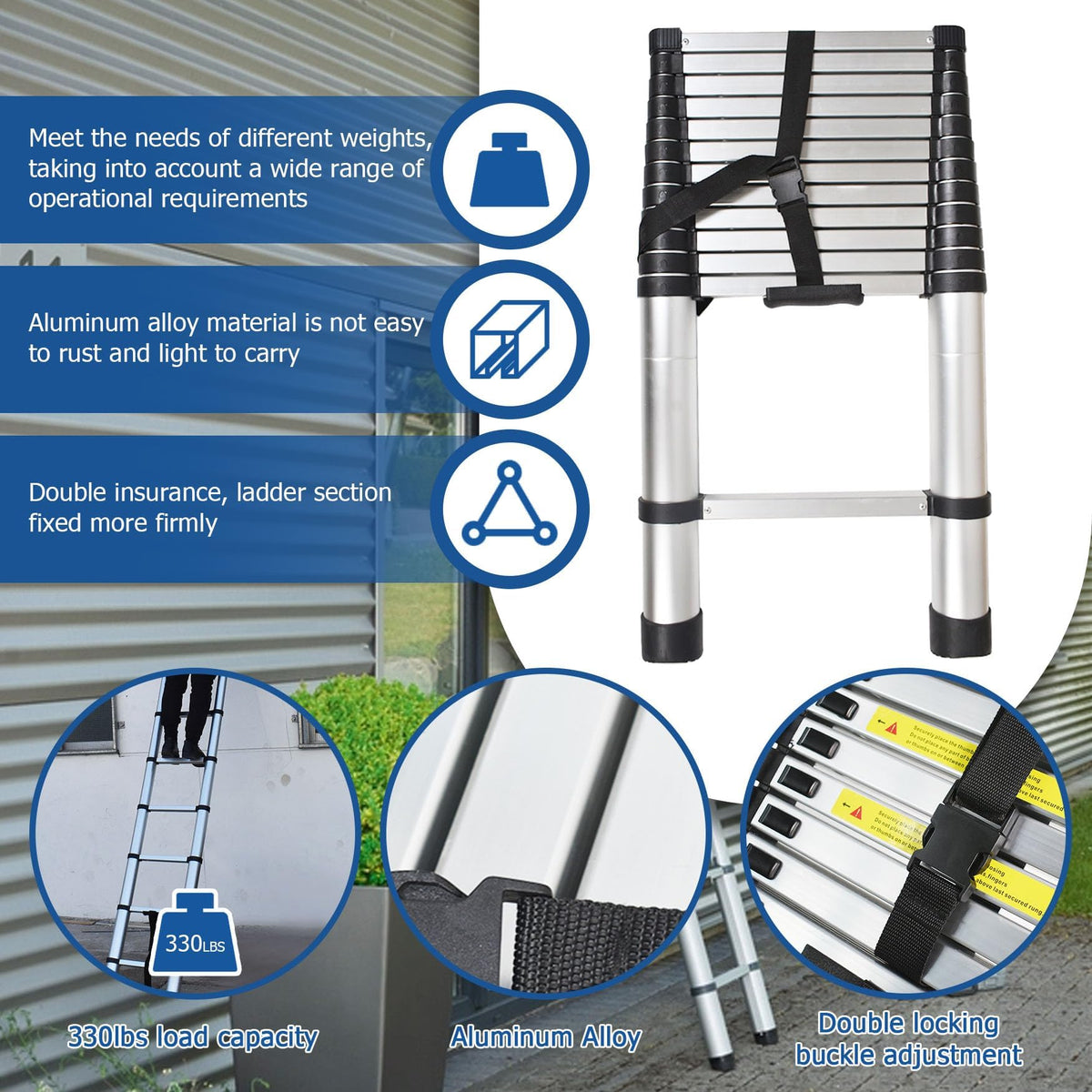 12.5 FT Aluminum Telescoping Ladder W69541