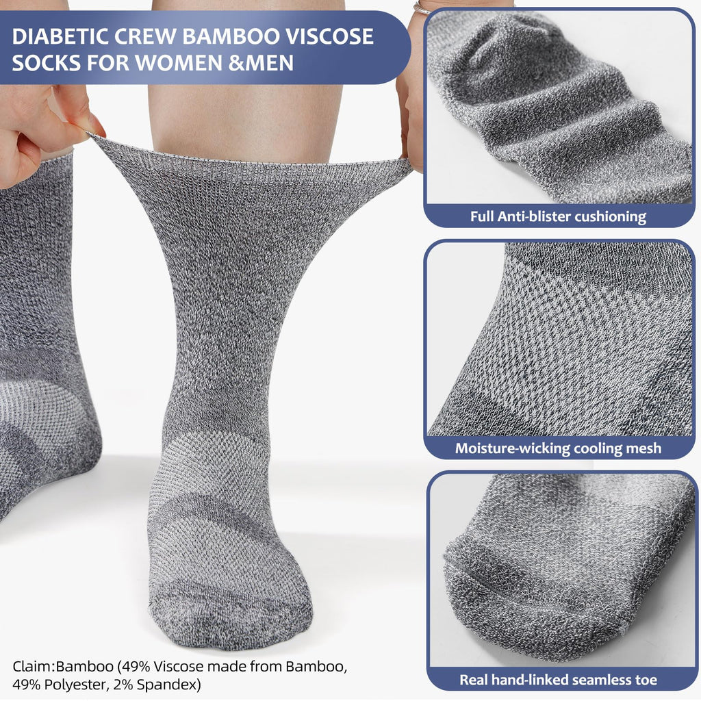 6 Pairs Non Binding Seamless Toe Crew Socks Y7661