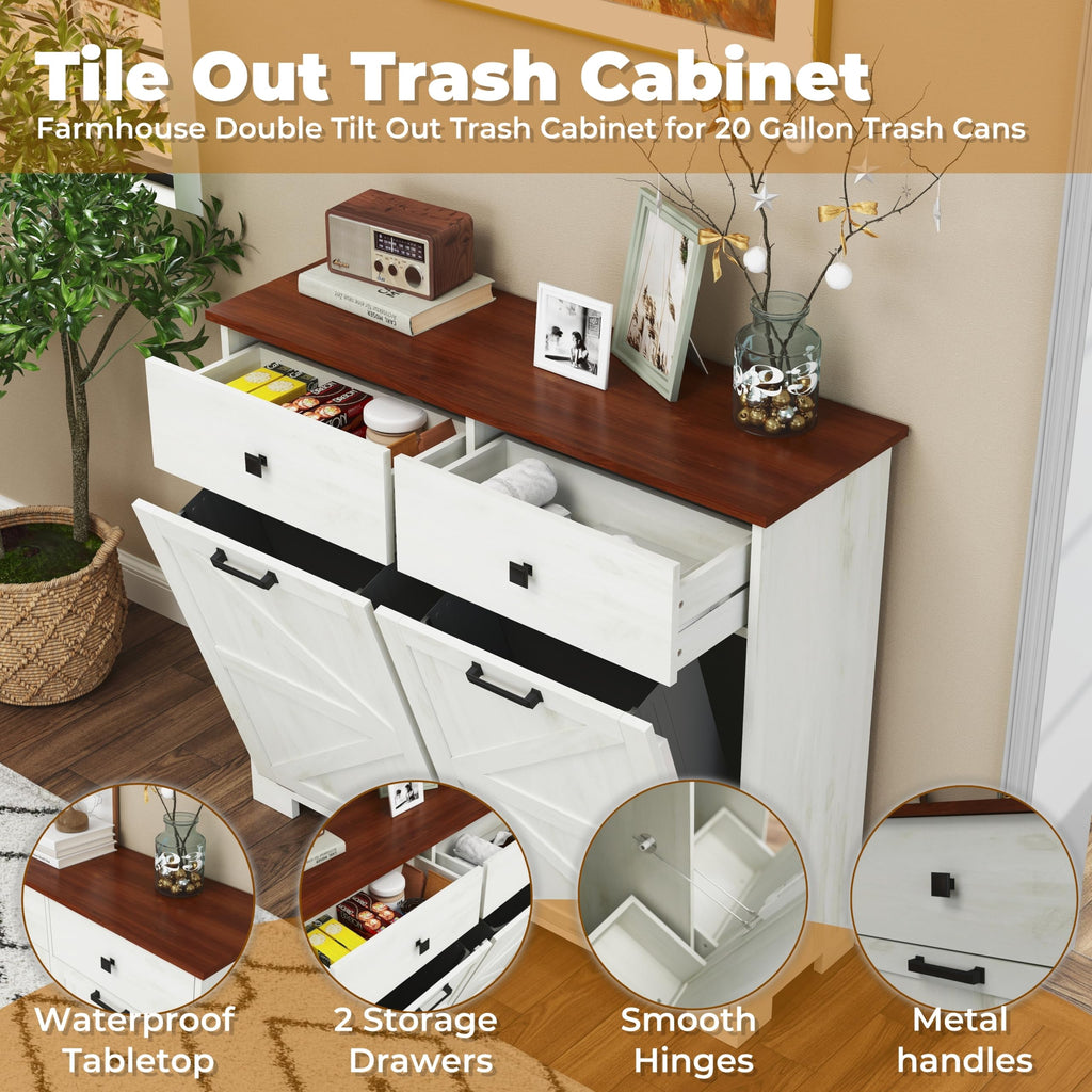 Double Tilt-Out Trash Cabinet for 2x10 Gallon Cans H701