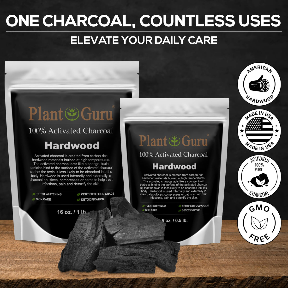 Activated Charcoal Powder 1 lb. Jar Food Grade Kosher Non-GMO B24642