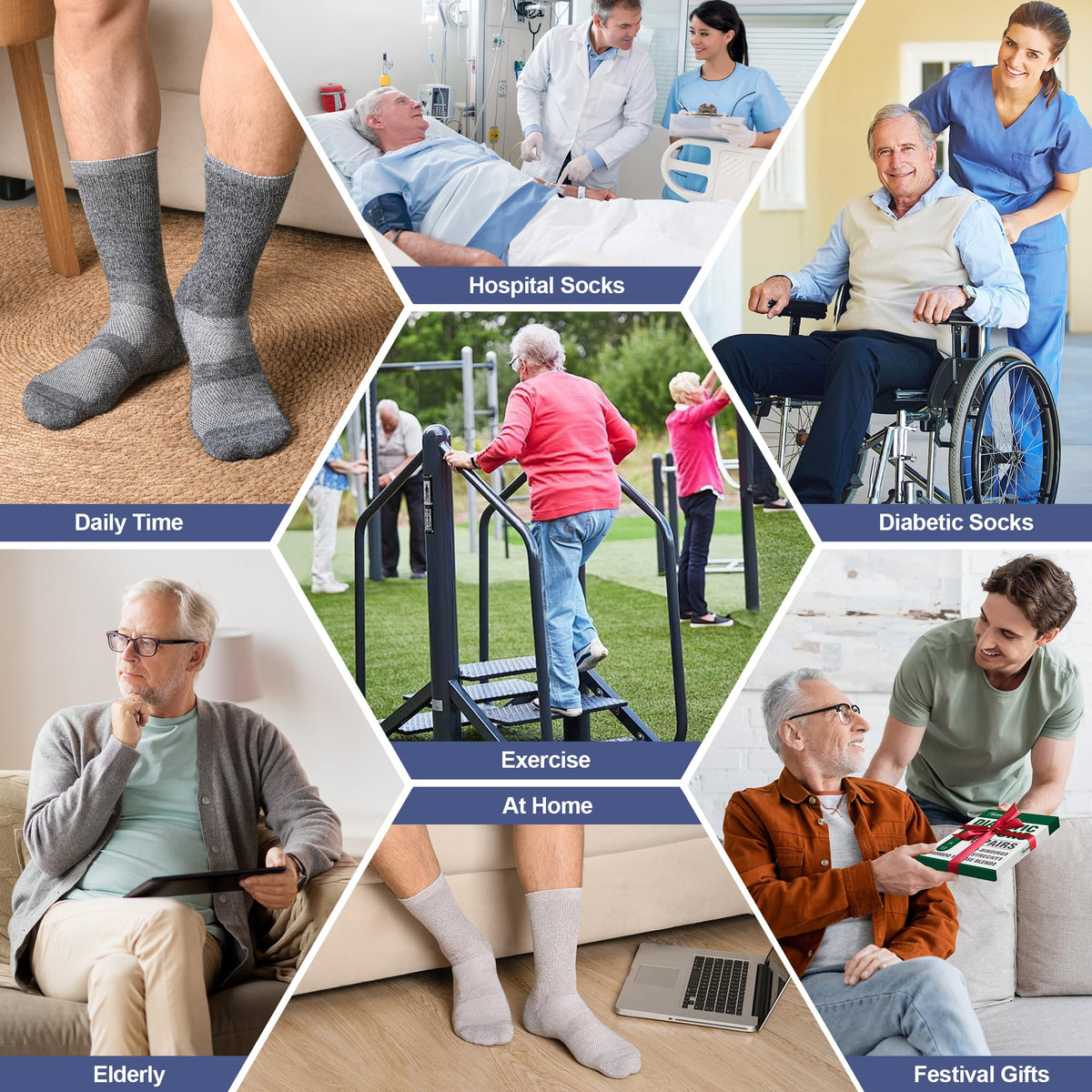 6 Pairs Non Binding Seamless Toe Crew Socks Y7661
