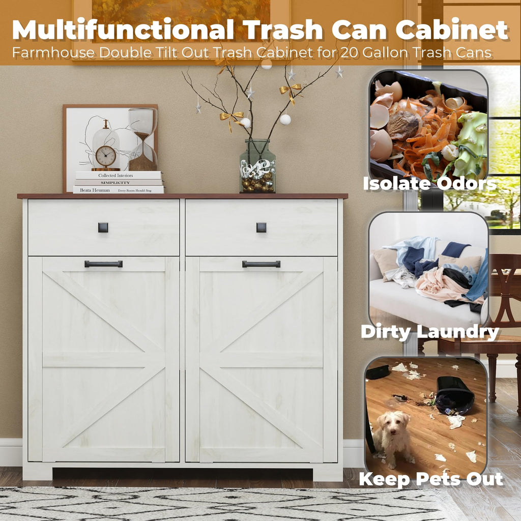 Double Tilt-Out Trash Cabinet for 2x10 Gallon Cans H701